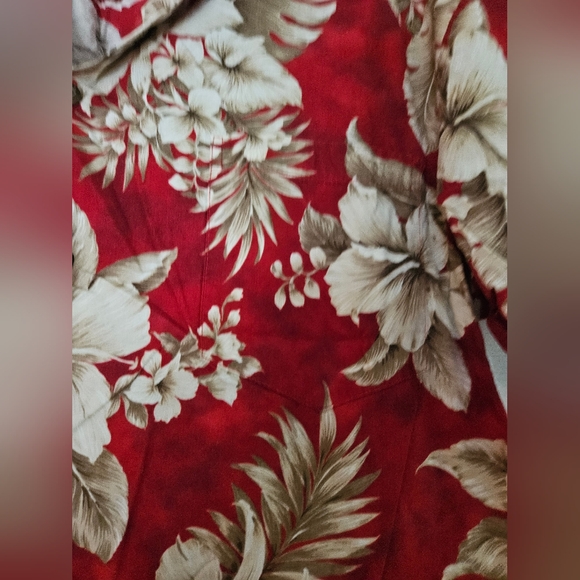 Vintage Ky's Red Floral Button Down Short Sleeve Hawaiian Cotton Shirt Size XL - Picture 3 of 6